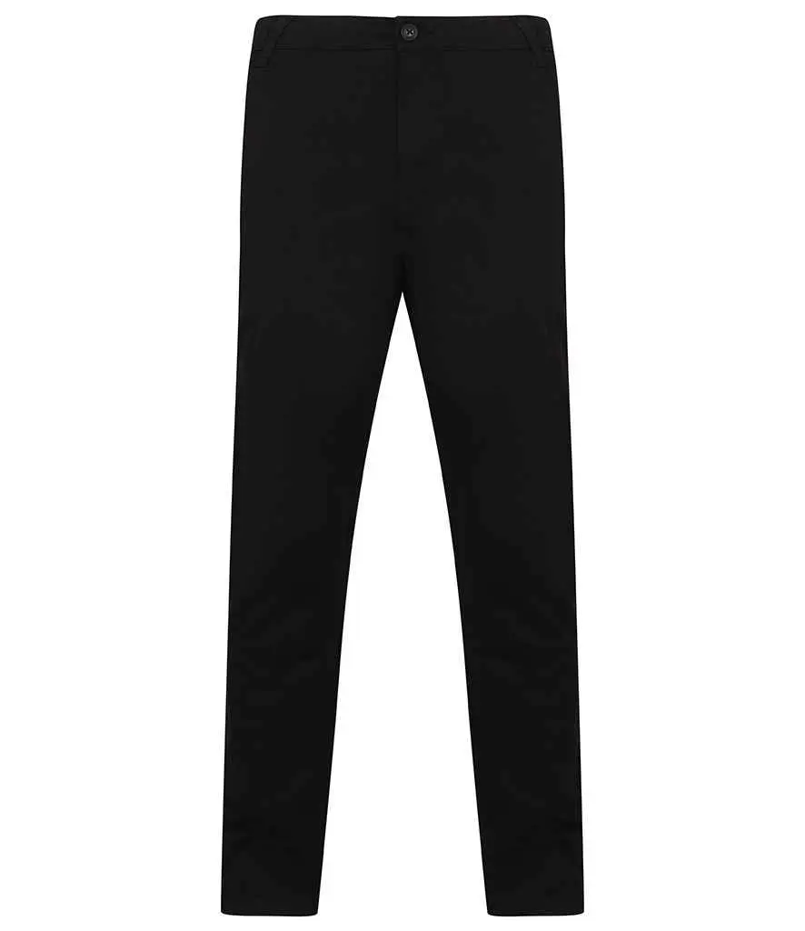 Portal Flat Fronted Chino Trousers (Black, 30/R)