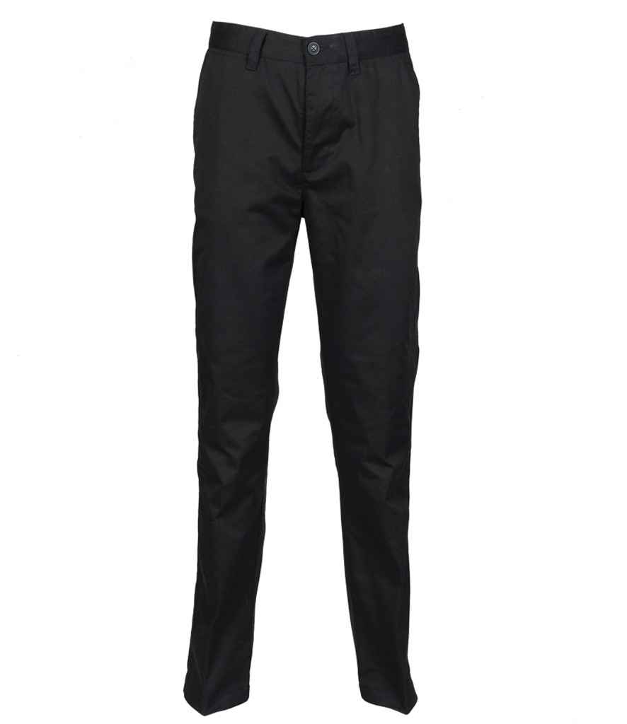 [H641 BLK 8/R] Portal Ladies 65/35 Flat Fronted Chino Trousers (8/R, Black)