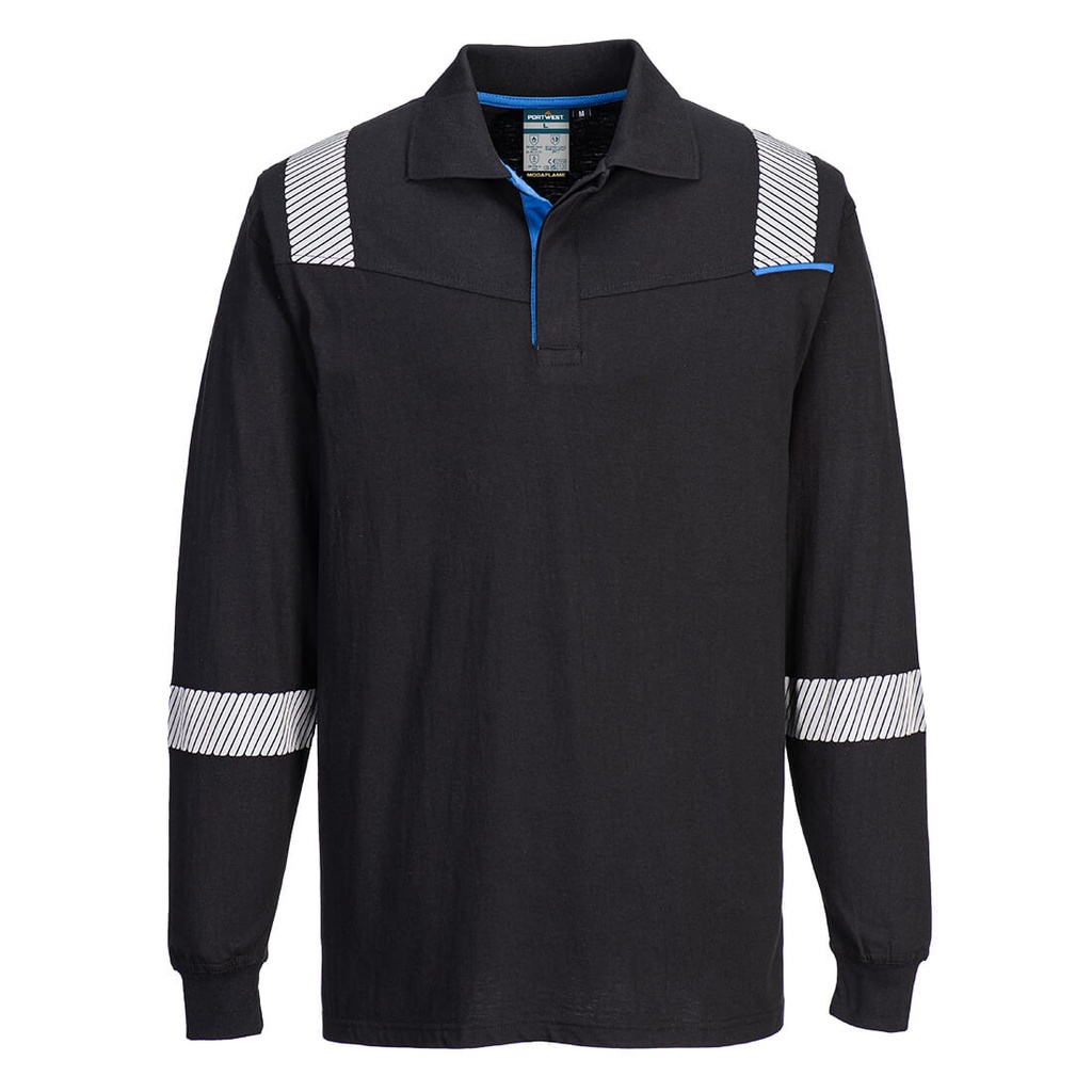 [FR711BKRS] WX3 Modaflame Knit FR Long Sleeve Polo Shirt (S)