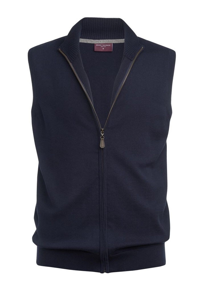[4372DBlack2XL] Brook Taverner Lincoln Knitted Zip Gilet (2XL, Black)