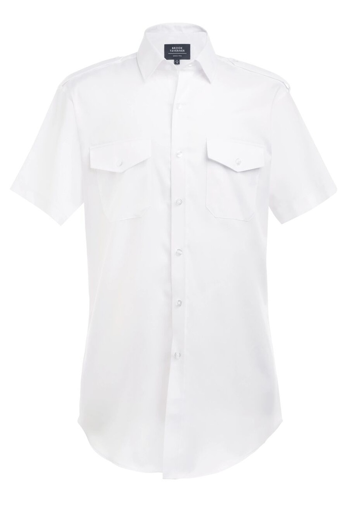 [4719AWhite145] Brook Taverner Syracuse Pilot Shirt (145)