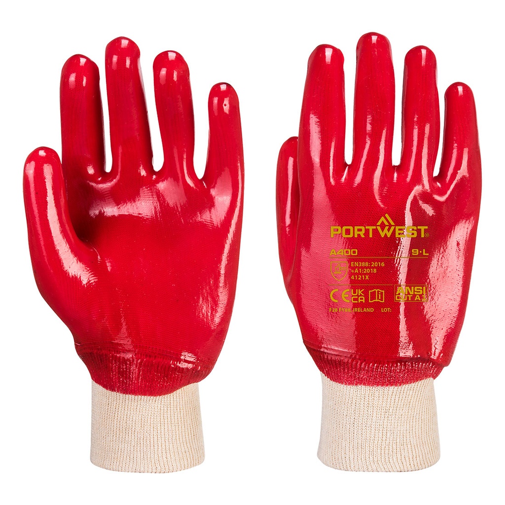 PVC Knitwrist Red Grip Gloves